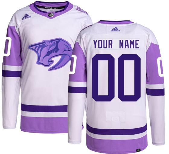 Authentic Adidas Men's Custom Nashville Predators Custom Hockey Fights Cancer Jersey -