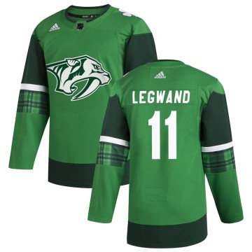 Authentic Adidas Men's David Legwand Nashville Predators 2020 St. Patrick's Day Jersey - Green