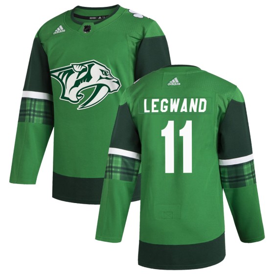 Authentic Adidas Men's David Legwand Nashville Predators 2020 St. Patrick's Day Jersey - Green