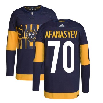 Authentic Adidas Men's Egor Afanasyev Nashville Predators 2022 Stadium Series Primegreen Jersey - Navy