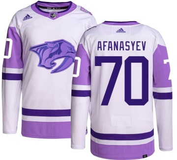 Authentic Adidas Men's Egor Afanasyev Nashville Predators Hockey Fights Cancer Jersey -