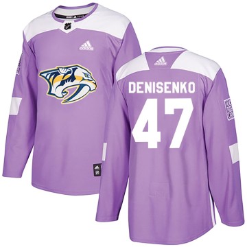 Authentic Adidas Men's Grigori Denisenko Nashville Predators Fights Cancer Practice Jersey - Purple