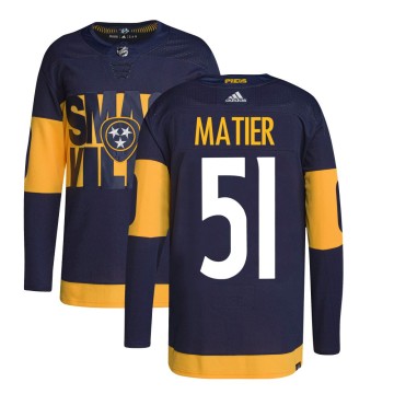 Authentic Adidas Men's Jack Matier Nashville Predators 2022 Stadium Series Primegreen Jersey - Navy