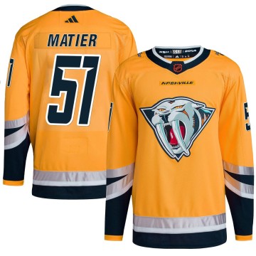 Authentic Adidas Men's Jack Matier Nashville Predators Reverse Retro 2.0 Jersey - Yellow