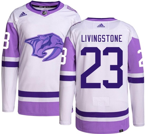Authentic Adidas Men's Jake Livingstone Nashville Predators Hockey Fights Cancer Jersey -