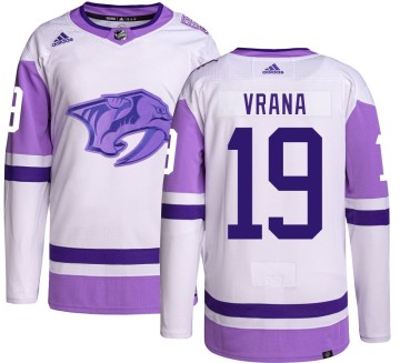 Authentic Adidas Men's Jakub Vrana Nashville Predators Hockey Fights Cancer Jersey -