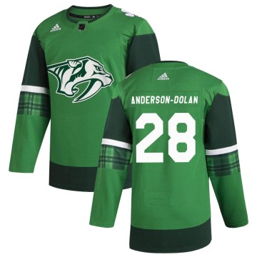 Authentic Adidas Men's Jaret Anderson-Dolan Nashville Predators 2020 St. Patrick's Day Jersey - Green