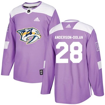 Authentic Adidas Men's Jaret Anderson-Dolan Nashville Predators Fights Cancer Practice Jersey - Purple