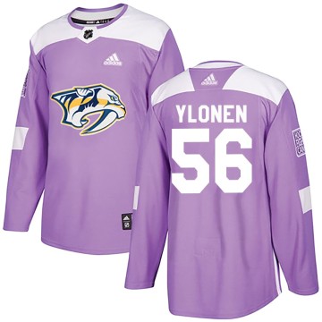 Authentic Adidas Men's Jesse Ylonen Nashville Predators Fights Cancer Practice Jersey - Purple
