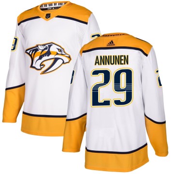 Authentic Adidas Men's Justus Annunen Nashville Predators Away Jersey - White
