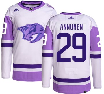 Authentic Adidas Men's Justus Annunen Nashville Predators Hockey Fights Cancer Jersey -