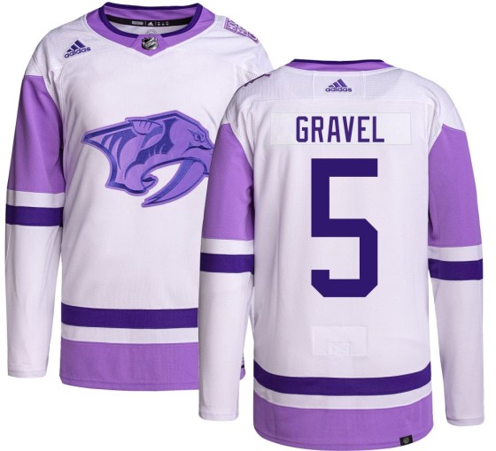 Authentic Adidas Men's Kevin Gravel Nashville Predators Hockey Fights Cancer Jersey -