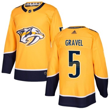 Authentic Adidas Men's Kevin Gravel Nashville Predators Home Jersey - Gold