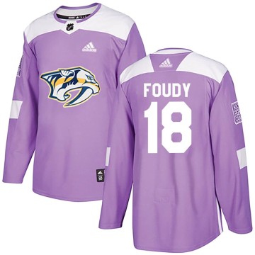 Authentic Adidas Men's Liam Foudy Nashville Predators Fights Cancer Practice Jersey - Purple