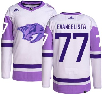 Authentic Adidas Men's Luke Evangelista Nashville Predators Hockey Fights Cancer Jersey -