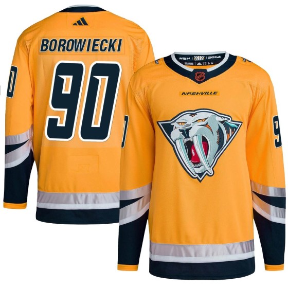 Authentic Adidas Men's Mark Borowiecki Nashville Predators Reverse Retro 2.0 Jersey - Yellow