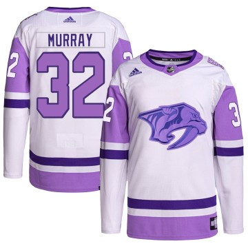 Authentic Adidas Men's Matt Murray Nashville Predators Hockey Fights Cancer Primegreen Jersey - White/Purple