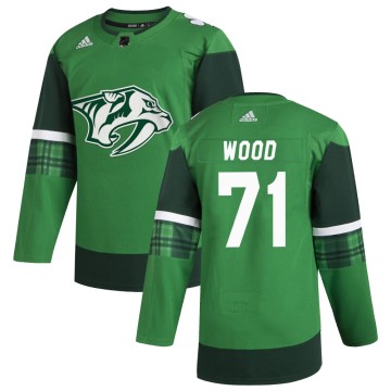 Authentic Adidas Men's Matthew Wood Nashville Predators 2020 St. Patrick's Day Jersey - Green