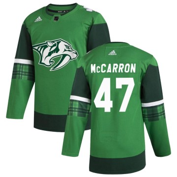 Authentic Adidas Men's Michael McCarron Nashville Predators 2020 St. Patrick's Day Jersey - Green