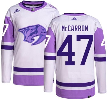 Authentic Adidas Men's Michael McCarron Nashville Predators Hockey Fights Cancer Jersey -