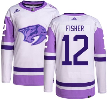 Authentic Adidas Men's Mike Fisher Nashville Predators Hockey Fights Cancer Jersey -