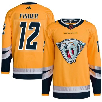 Authentic Adidas Men's Mike Fisher Nashville Predators Reverse Retro 2.0 Jersey - Yellow