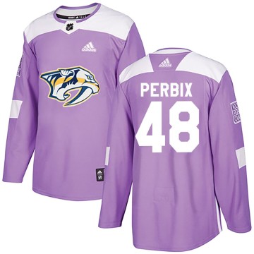 Authentic Adidas Men's Nick Perbix Nashville Predators Fights Cancer Practice Jersey - Purple