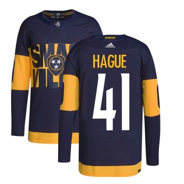 Authentic Adidas Men's Nicolas Hague Nashville Predators 2022 Stadium Series Primegreen Jersey - Navy