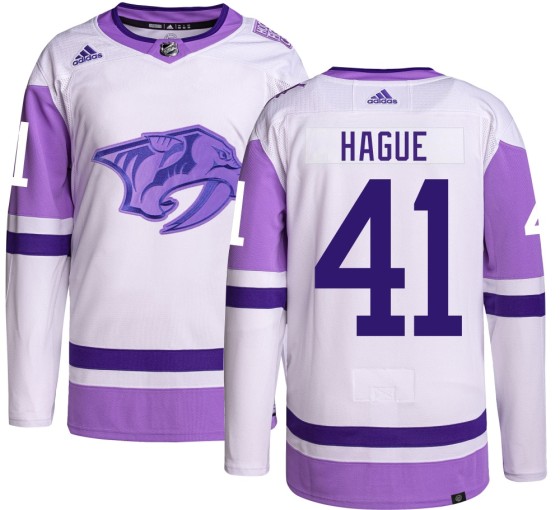 Authentic Adidas Men's Nicolas Hague Nashville Predators Hockey Fights Cancer Jersey -