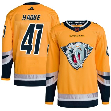 Authentic Adidas Men's Nicolas Hague Nashville Predators Reverse Retro 2.0 Jersey - Yellow