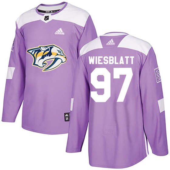 Authentic Adidas Men's Oasiz Wiesblatt Nashville Predators Fights Cancer Practice Jersey - Purple