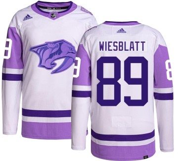 Authentic Adidas Men's Ozzy Wiesblatt Nashville Predators Hockey Fights Cancer Jersey -