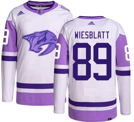 Authentic Adidas Men's Ozzy Wiesblatt Nashville Predators Hockey Fights Cancer Jersey -