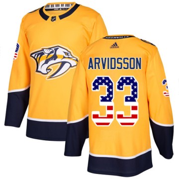 Authentic Adidas Men's Viktor Arvidsson Nashville Predators USA Flag Fashion Jersey - Gold