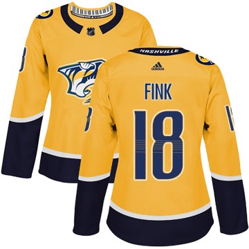 Authentic Adidas Women's Aiden Fink Nashville Predators Home Jersey - Gold