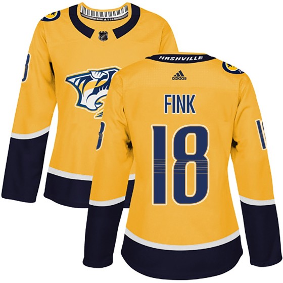 Authentic Adidas Women's Aiden Fink Nashville Predators Home Jersey - Gold