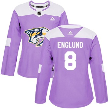 Authentic Adidas Women's Andreas Englund Nashville Predators Fights Cancer Practice Jersey - Purple