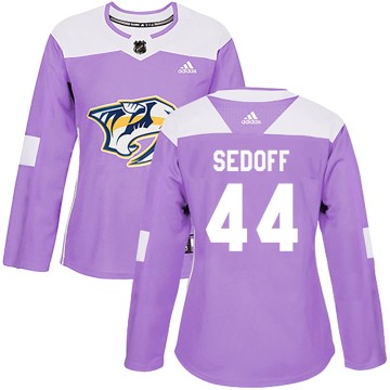 Authentic Adidas Women's Christoffer Sedoff Nashville Predators Fights Cancer Practice Jersey - Purple