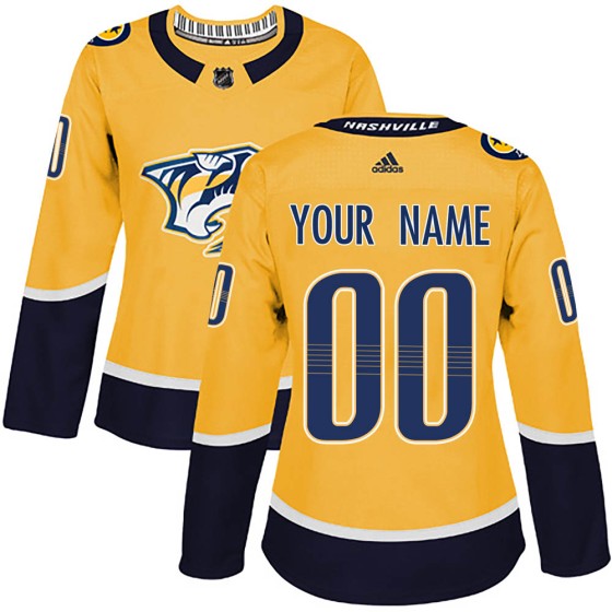 Authentic Adidas Women's Custom Nashville Predators Custom Home Jersey - Gold