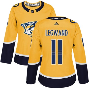 Authentic Adidas Women's David Legwand Nashville Predators Home Jersey - Gold