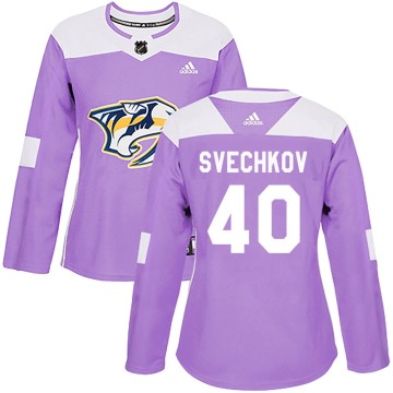 Authentic Adidas Women's Fedor Svechkov Nashville Predators Fights Cancer Practice Jersey - Purple