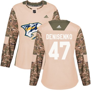 Authentic Adidas Women's Grigori Denisenko Nashville Predators Veterans Day Practice Jersey - Camo