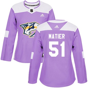 Authentic Adidas Women's Jack Matier Nashville Predators Fights Cancer Practice Jersey - Purple