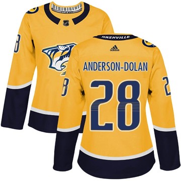 Authentic Adidas Women's Jaret Anderson-Dolan Nashville Predators Home Jersey - Gold