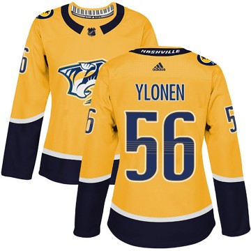 Authentic Adidas Women's Jesse Ylonen Nashville Predators Home Jersey - Gold