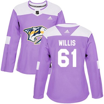 Authentic Adidas Women's Joey Willis Nashville Predators Fights Cancer Practice Jersey - Purple