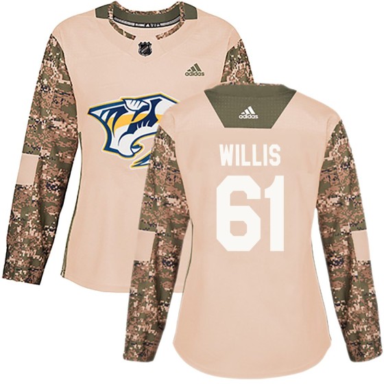 Authentic Adidas Women's Joey Willis Nashville Predators Veterans Day Practice Jersey - Camo