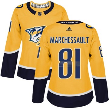 Authentic Adidas Women's Jonathan Marchessault Nashville Predators Home Jersey - Gold