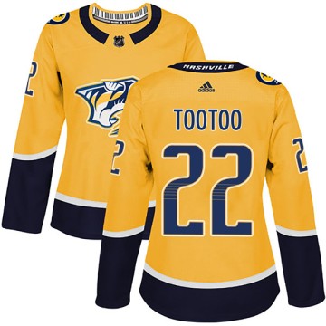 Authentic Adidas Women's Jordin Tootoo Nashville Predators Home Jersey - Gold