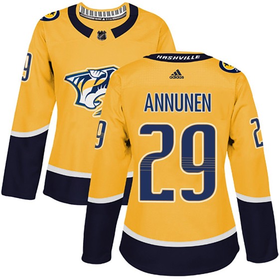 Authentic Adidas Women's Justus Annunen Nashville Predators Home Jersey - Gold